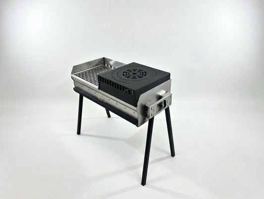 Mangal Grill Edelstahl 40×90cm - Aschefach/Kasan & Grillrost Set