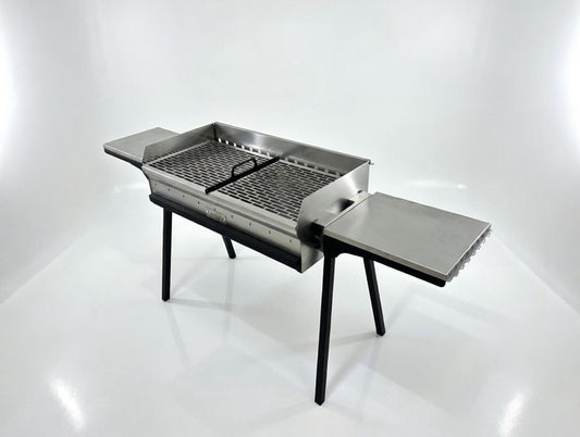 Mangal Grill Edelstahl 40×90cm - Aschefach/Grillrost Set