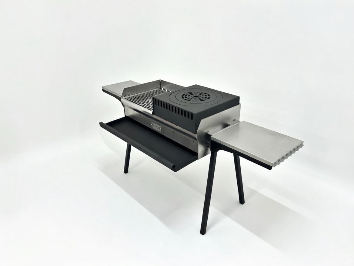 Mangal Grill Edelstahl 40×90cm - Aschefach/Komplett Set