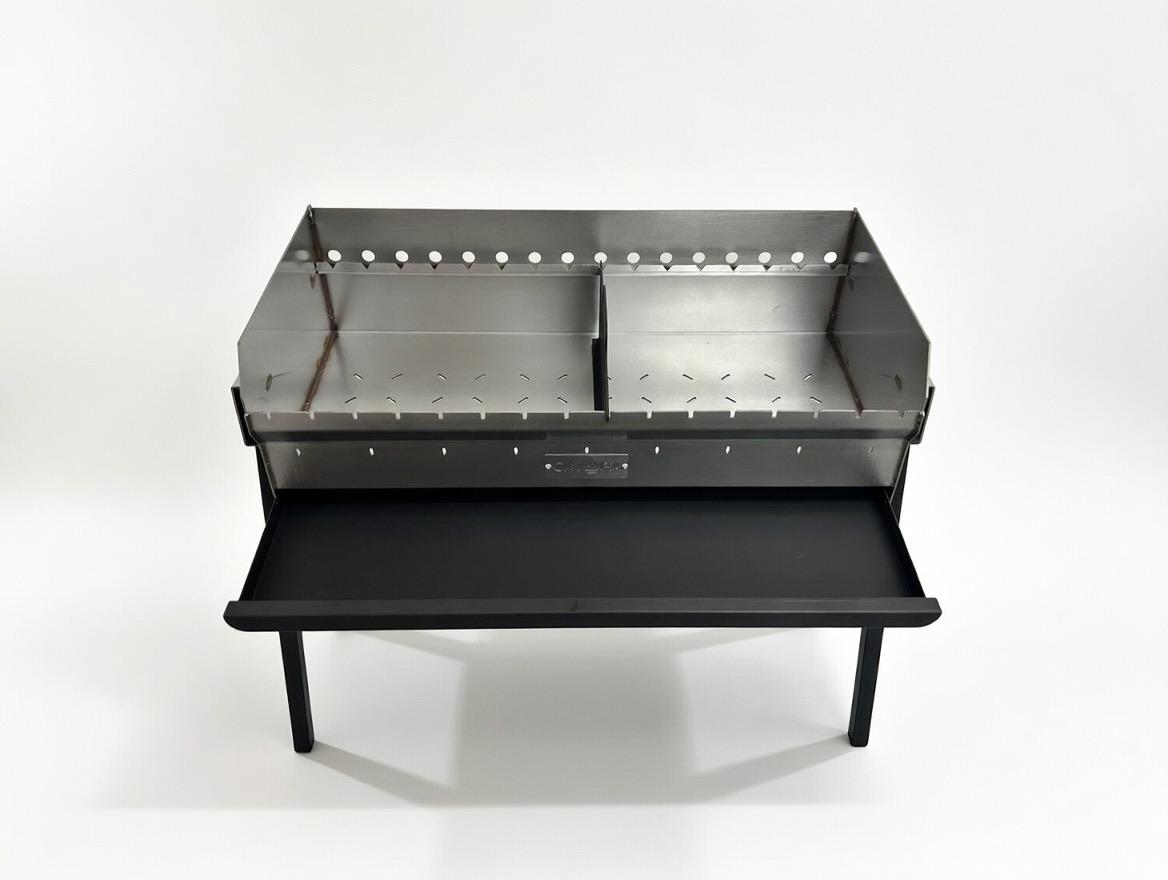 Mangal Grill Edelstahl 40x90cm - Aschefach