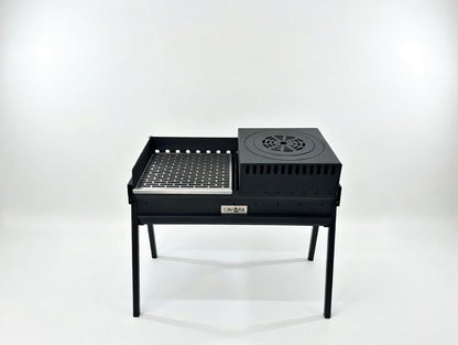 Mangal Grill 40×90cm - Aschefach/Kasan & Grillrost Set