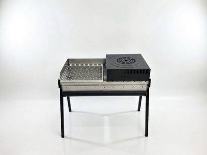 Mangal Grill Edelstahl 40×90cm - Aschefach/Kasan & Grillrost Set