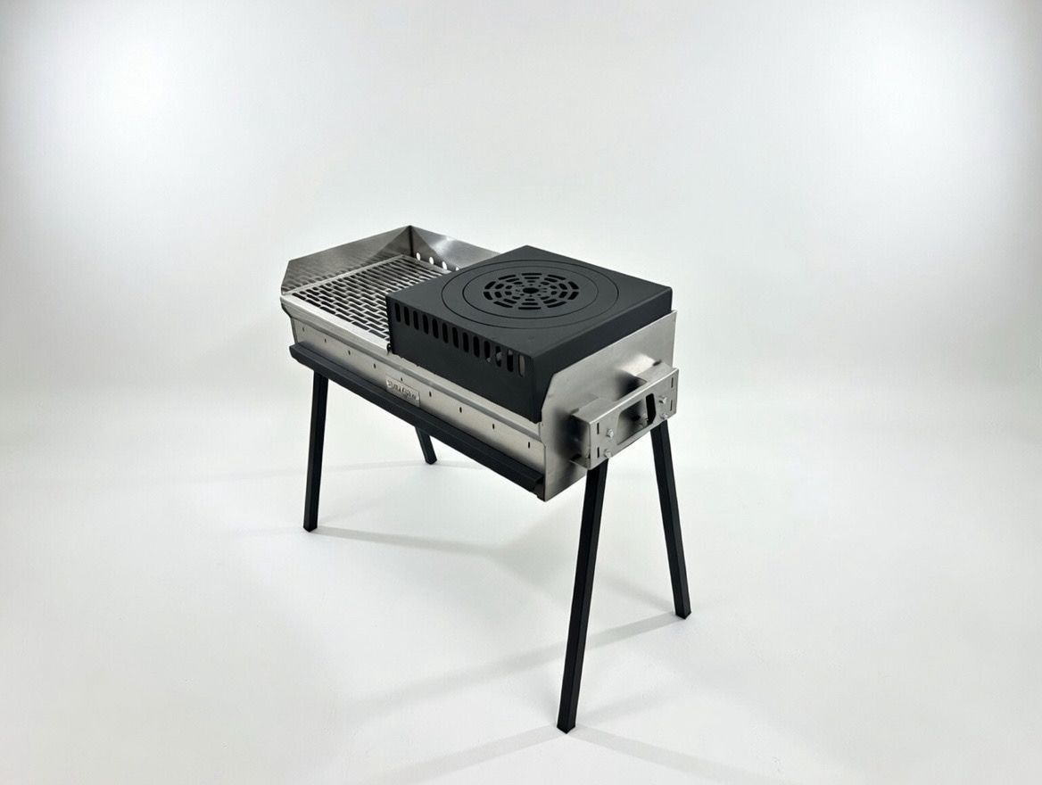Mangal Grill Edelstahl 40×90cm - Aschefach/Kasan & Grillrost Set