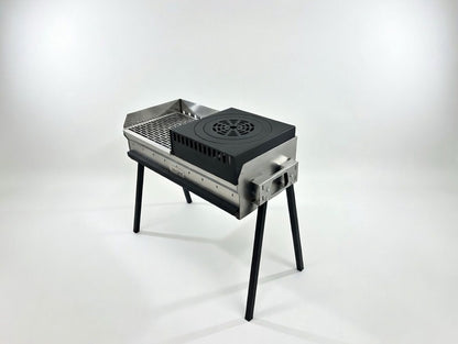 Mangal Grill Edelstahl 40×90cm - Aschefach/Kasan & Grillrost Set