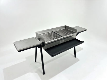 Mangal Grill Edelstahl 40×90cm - Aschefach/Grillrost Set