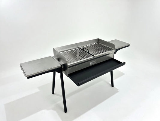 Mangal Grill Edelstahl 40×90cm - Aschefach/Grillrost Set