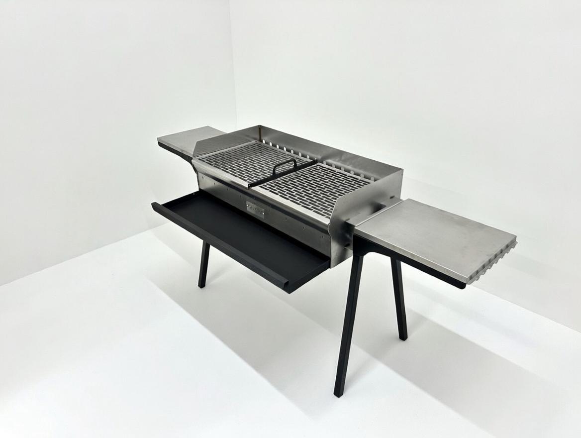 Mangal Grill Edelstahl 40×90cm - Aschefach/Grillrost Set