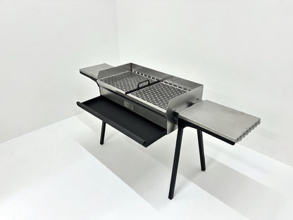 Mangal Grill Edelstahl 40×90cm - Aschefach/Grillrost Set