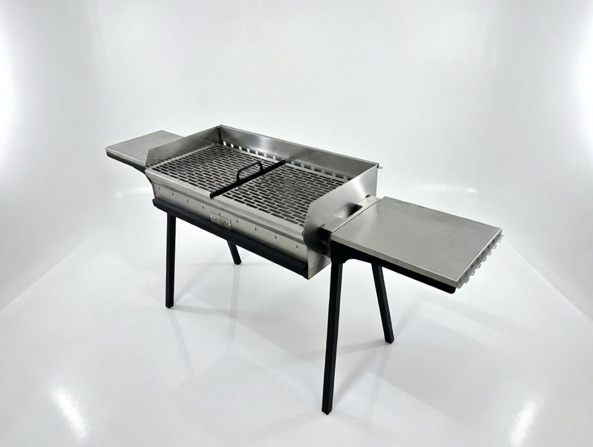 Mangal Grill Edelstahl 40×90cm - Aschefach/Grillrost Set