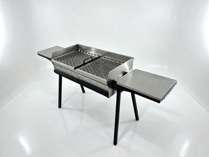 Mangal Grill Edelstahl 40×90cm - Aschefach/Grillrost Set