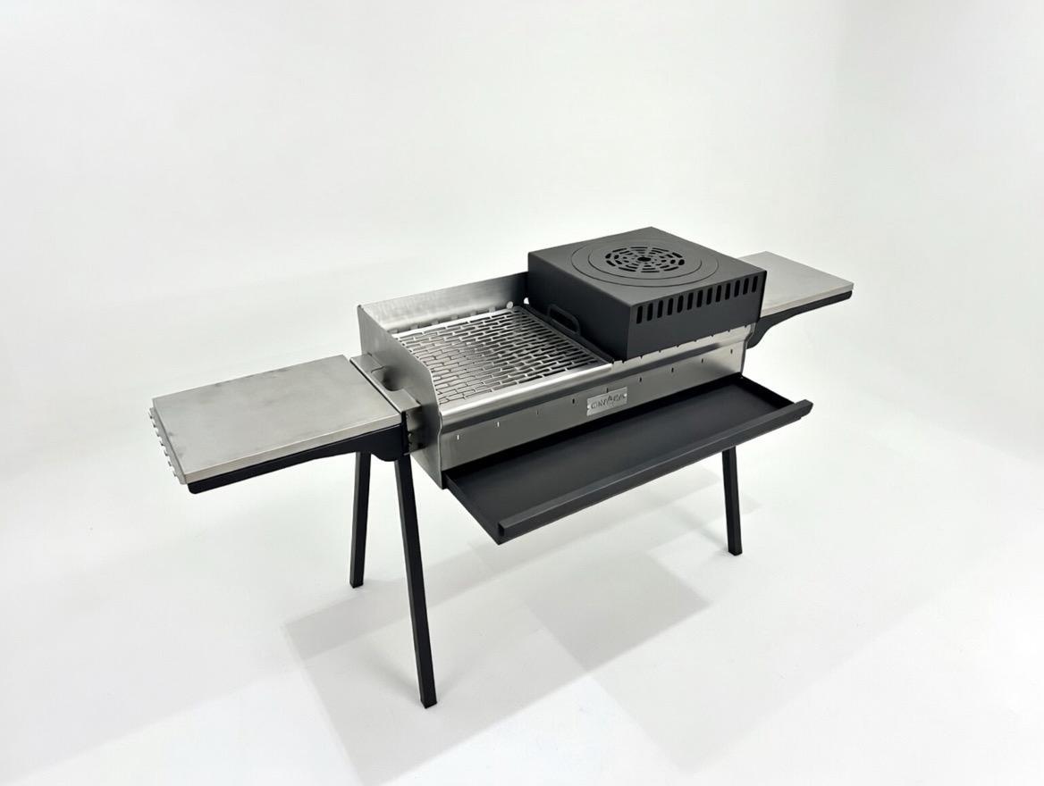 Mangal Grill Edelstahl 40×90cm - Aschefach/Komplett Set