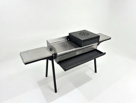 Mangal Grill Edelstahl 40×90cm - Aschefach/Komplett Set