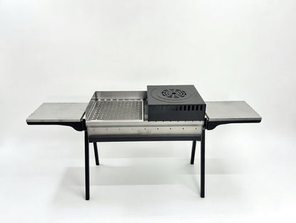 Mangal Grill Edelstahl 40×90cm - Aschefach/Komplett Set