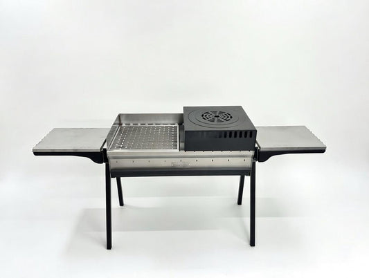 Mangal Grill Edelstahl 40×90cm - Aschefach/Komplett Set