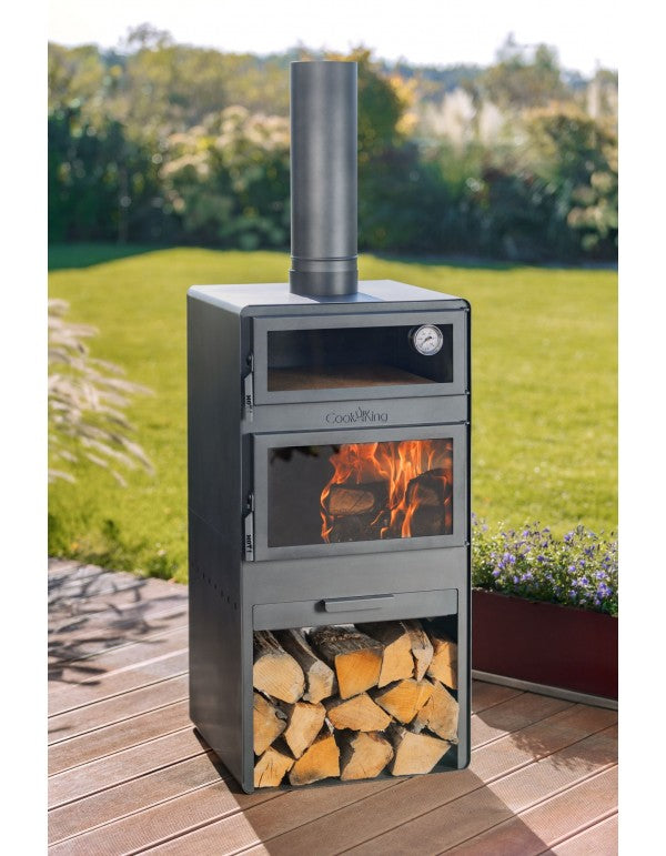 Gartenofen „VENTO” Mit Backfach und Doppelverglasung