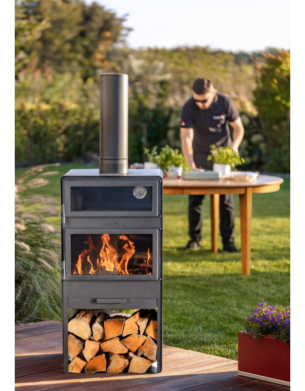 Gartenofen „VENTO” Mit Backfach und Doppelverglasung